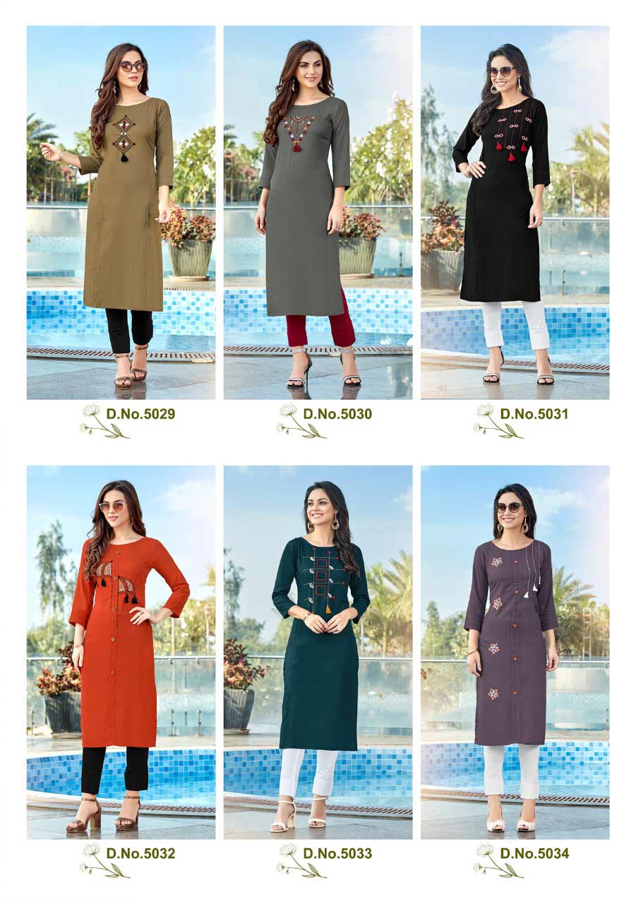 Koodee Pahal Vol-5 Rayon Handwork Kurti Koodee Pahal Vol-5 Rayon Handwork Kurti